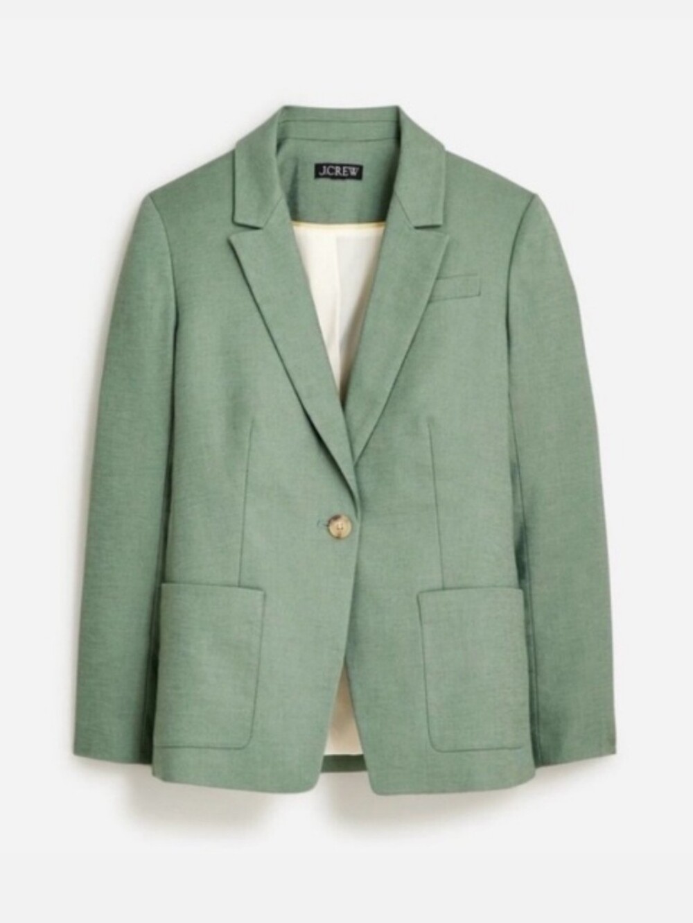 J.Crew Helena Linen Blend Blazer 10P Sage Green Tailored Office Preppy Jacket